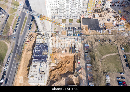 aerial panoramic view of urban area. building of new apartments. construction site Stock Photo