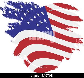 Flag of the USA, the United States of America. Vector illustration grunge style Stock Vector