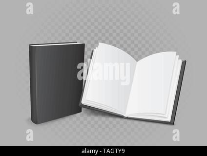 open and closed book on gray background Stock Vector