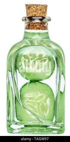 Cucumber slices and cucumber water isolated on the white background. Stock Photo