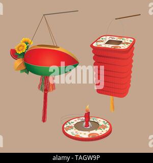 Chinese Mid-Autumn lanterns - Vector Stock Vector