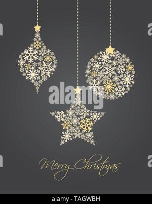Christmas ornaments made from snowflakes vector illustration Stock Vector