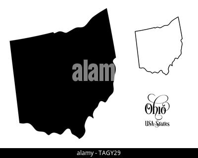 Map of The United States of America (USA) State of Ohio - Illustration on White Background. Stock Photo