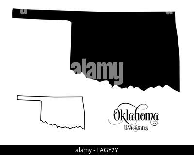 Map of The United States of America (USA) State of Oklahoma - Illustration on White Background. Stock Photo