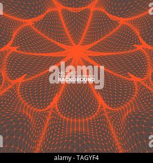 3d perspective grid background. Abstract geometric illustration. Connection structure. Futuristic technology style. Stock Vector