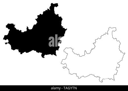 Cluj County (Administrative divisions of Romania, Nord-Vest development region) map vector illustration, scribble sketch Cluj map Stock Vector