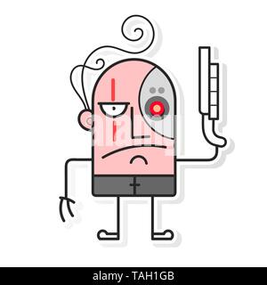 Cartoon cyborg. Battle cyborg. Cartoon vector illustration. Stock Vector