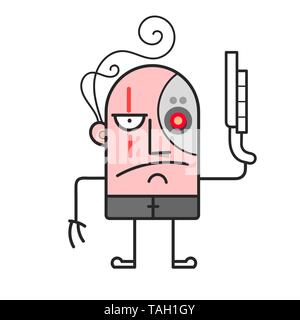 Cartoon cyborg. Battle cyborg. Cartoon vector illustration. Stock Vector