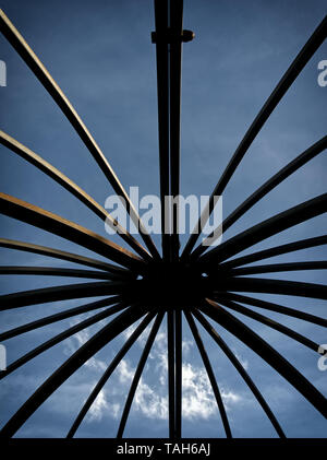 Abstract metal pattern against a blue sky Stock Photo