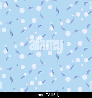 Purity seamless vector pattern with feathers and bubbles. Stock Vector