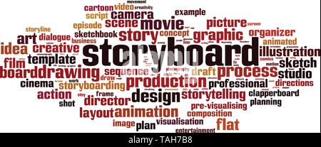 Storyboard cloud concept. Collage made of words about storyboard. Vector illustration Stock Vector