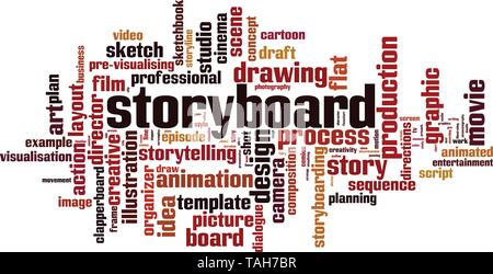Storyboard cloud concept. Collage made of words about storyboard. Vector illustration Stock Vector
