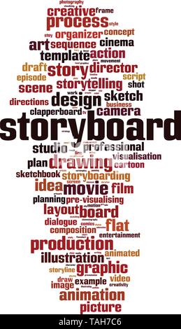 Storyboard cloud concept. Collage made of words about storyboard. Vector illustration Stock Vector