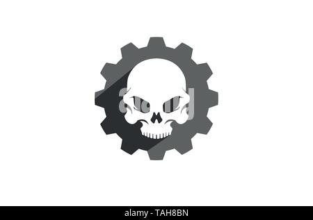 Creative Skull Gear Icon Logo Design Illustration Stock Vector