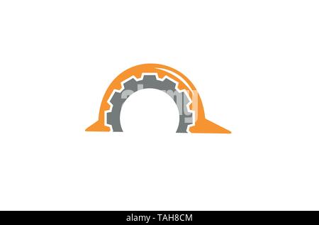 Creative Gear Helmet Construction Logo Design Illustration Stock Vector