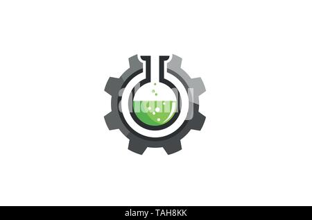 Creative Gear Lab Science Logo Design Vector Illustration Stock Vector