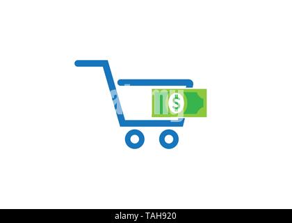 Creative Cart Money Dollar Logo Stock Vector