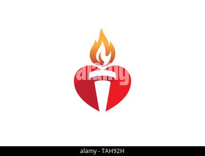 Creative Heart Fire Logo Stock Vector