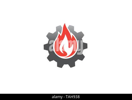 Creative Gear Fire Logo Symbol Vector Illustration Stock Vector