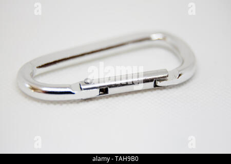 carabiner in metal on white background Stock Photo