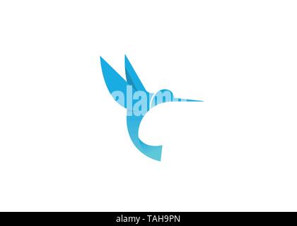 Creative Blue Hummingbird Logo Stock Vector