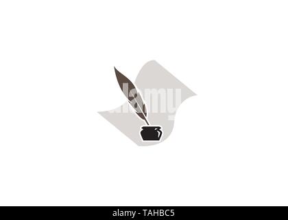 Creative Paper Feather Ink Logo Stock Vector