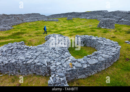 Dún Chonchúir Fort. Inishmaan Island - Inis Oirr. Aran Islands, Galway County, West Ireland, Europe Stock Photo