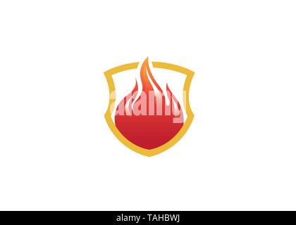 Creative Shield Fire Logo Stock Vector