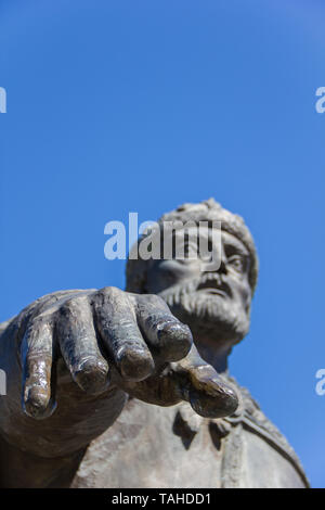 Low angle view of monument to Yuri Dolgorukiy, prince and founder of the city of Moscow against sky background Stock Photo