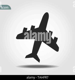 Plane icon. Flight transport symbol, airplane , fly airctaft, Aviation Vacation illustration. Travel icon solid illustration, pictogram isolated on wh Stock Vector