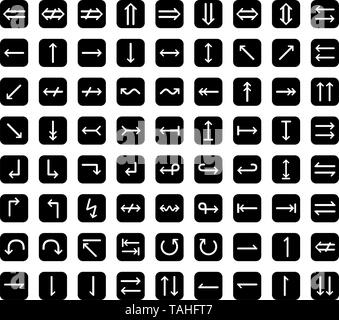 Arrow vector glyph icon set on a white background Stock Vector