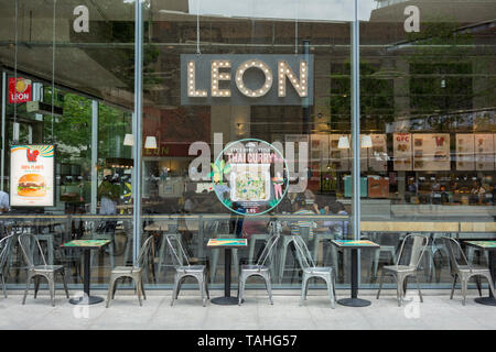 Leon fast food restaurant chain frontage, London, UK