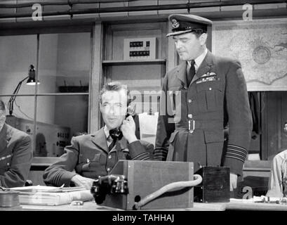 ANGELS ONE FIVE 1952 Associated British Studios film with Jack Hawkins as Group Capt 'Tiger' Small at right and  Michael Dennison as Squadron Leader Peter Moon Stock Photo