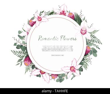 Set of card with flower rose, leaves. Wedding ornament concept. Floral poster, invite. Vector decorative greeting card or invitation design background Stock Vector