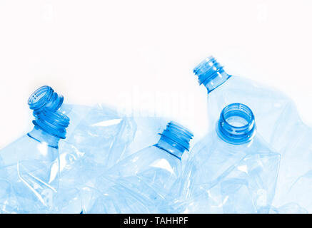 crushed plastic bottles. plastic polution concept Stock Photo