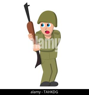 Scared soldier. Isolated image. stock vector illustration Stock Vector