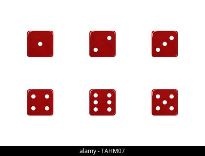 Set of red dice. Vector illustration. Casino and gambling. Stock Vector