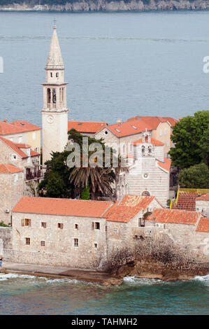 Scenic view of old town Budva Montenegro Stock Photo