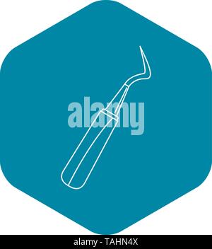 Dentist hook probe icon, outline style Stock Vector
