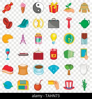 Mug icons set, cartoon style Stock Vector