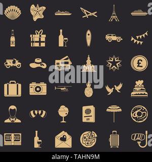 Pizza icons set, simple style Stock Vector