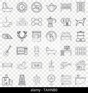 Bathroom icons set, outline style Stock Vector