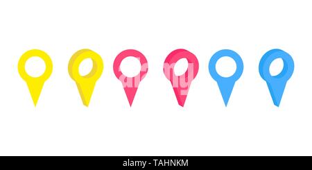 Vector set of realistic isolated map pins on the white background. Concept of navigation, transportation, delivery and journey Stock Vector