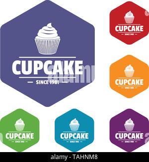 Cupcake icons vector hexahedron Stock Vector