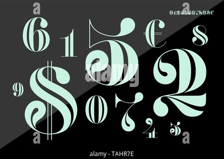 Font of numbers in classical french didot Stock Vector