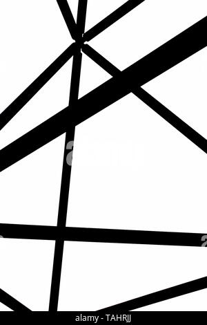 Black and white photography of the steel construction of Tetrahedron in german Bottrop. The design of the landmark is reminiscent of the Sierpinski tetrix. The view point was built on a mine dump. Stock Photo