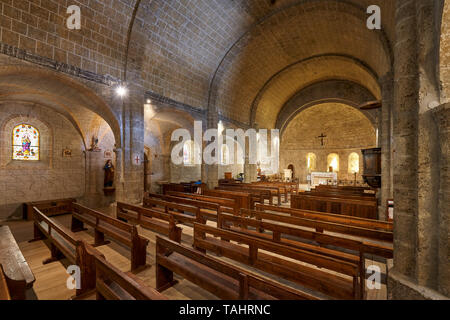 La Grave, Hautes-Alpes, 05000, France -  April 08, 2019: The interior of the church of Notre Dame de l'Assomption de La Grave Stock Photo