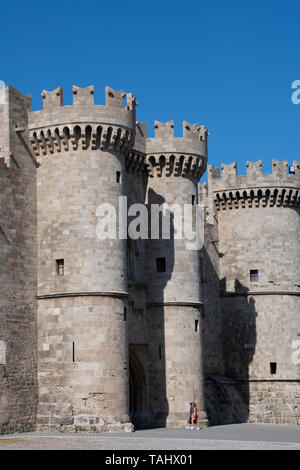 Greece, Rhodes. Medieval Old Town. UNESCO. The Palace of the Grand Master, aka Kastello, medieval castle, Gothic architecture. Stock Photo