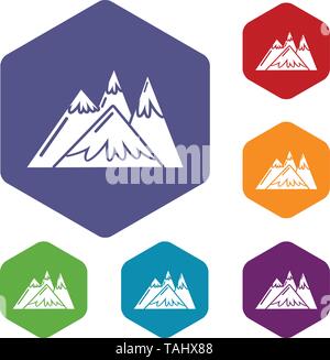 Mountains icons vector hexahedron Stock Vector