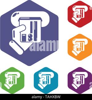 Inserting credit card icons vector hexahedron Stock Vector